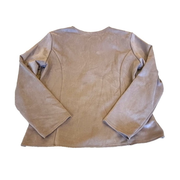 Faux Suede Full Zip Women's Jacket; Taupe; Long Sleeve; Size Medium‎ - Picture 2 of 6